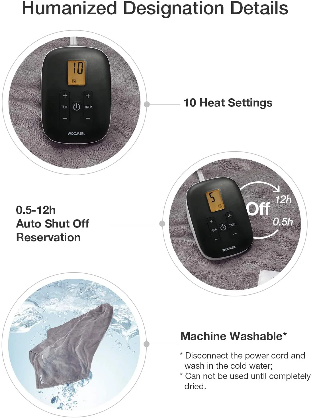 灰色電熱毯 90 x 100 吋 附雙控制器
