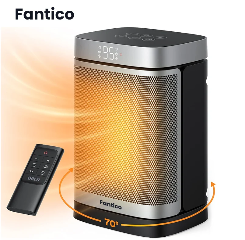 FANTICO Space Heater, 1500W Electric Heaters Indoor Portable with Thermostat, PTC Fast Heating Ceramic Room Small Heater with Heating and Fan Modes for Bedroom, Office and Indoor Use