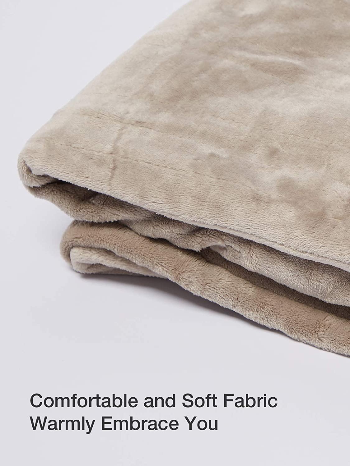 Taupe sähkölämmitteinen peitto 77 x 84 tuumaa, pörröinen veluurihuopa