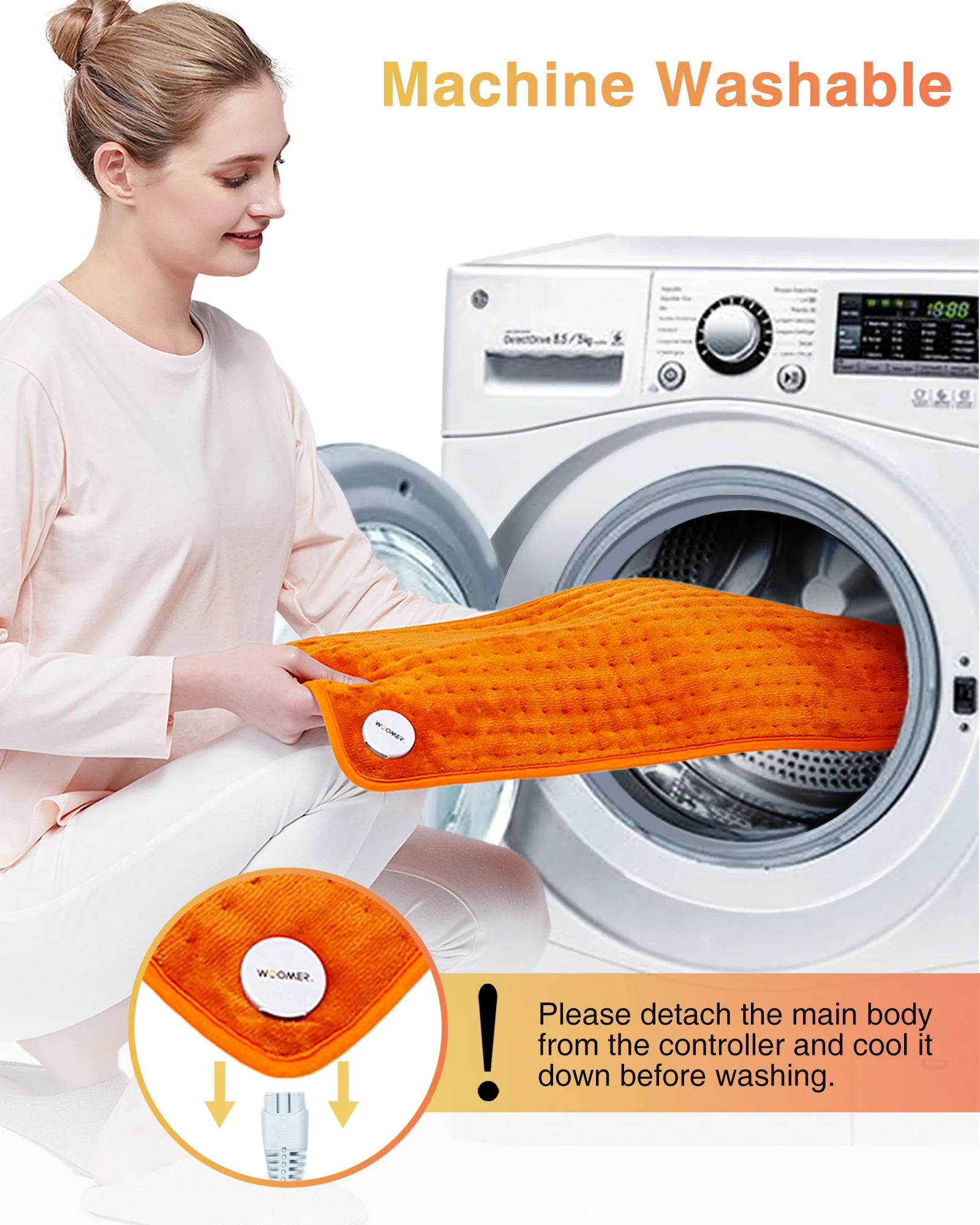 Electric Heating Pad Pumpkin 12"x 24" for Back and Shoulder Relief