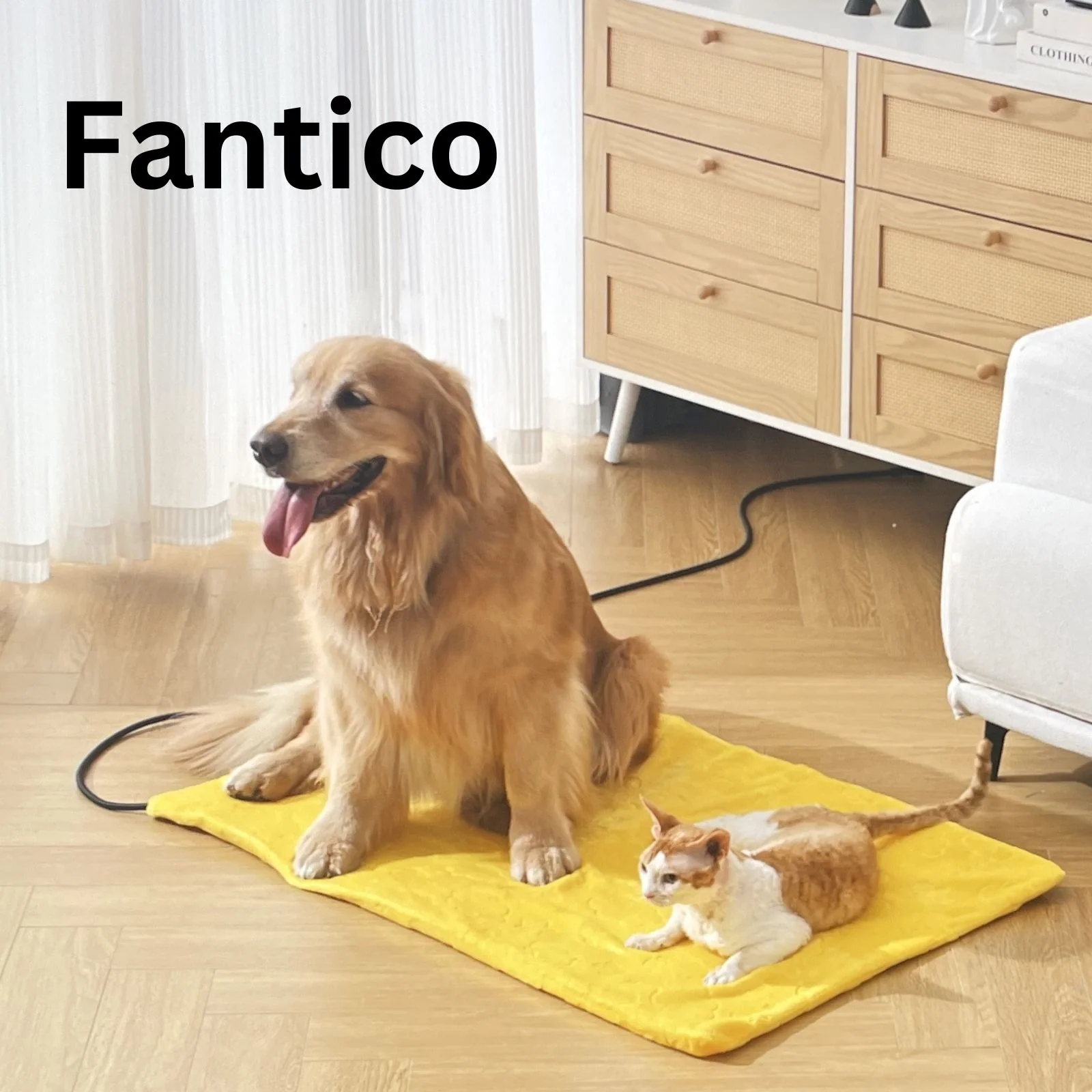 FANTICO Waterproof Pet Heating Pad for Cats and Dogs, 18 x 18 in