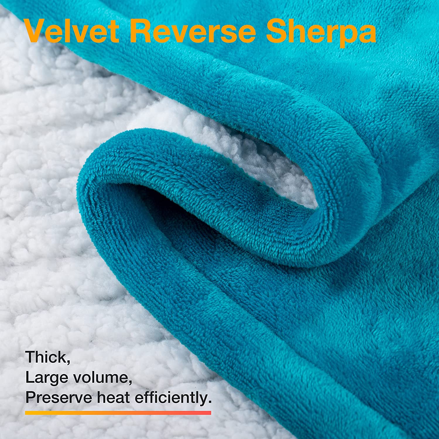 Teal Electric Heating Blanket, 62 x 84 Inches, Flannel Sherpa Heated Throw