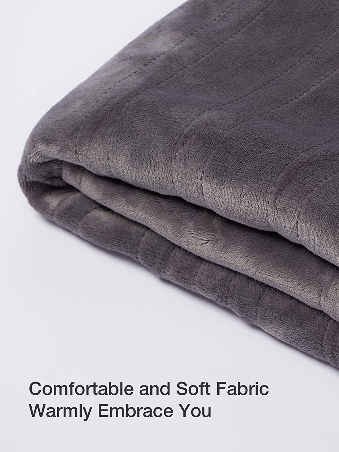 Electric Heating Blanket in Gray, 77 x 84 Inches, Soft Fluffy Velvet Throw