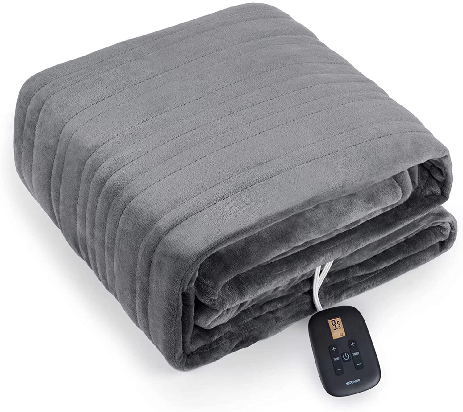 Flannel Sherpa Electric Heating Blanket in Gray, 62 x 84 Inches