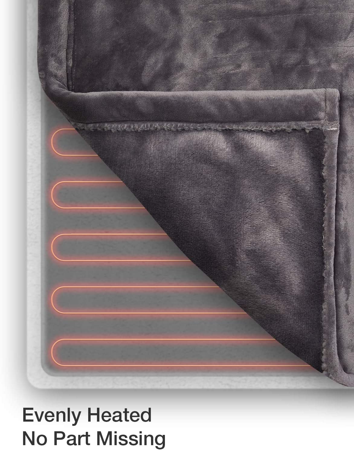 Electric Heating Blanket in Gray, 84 x 90 Inches, Dual Zone Control