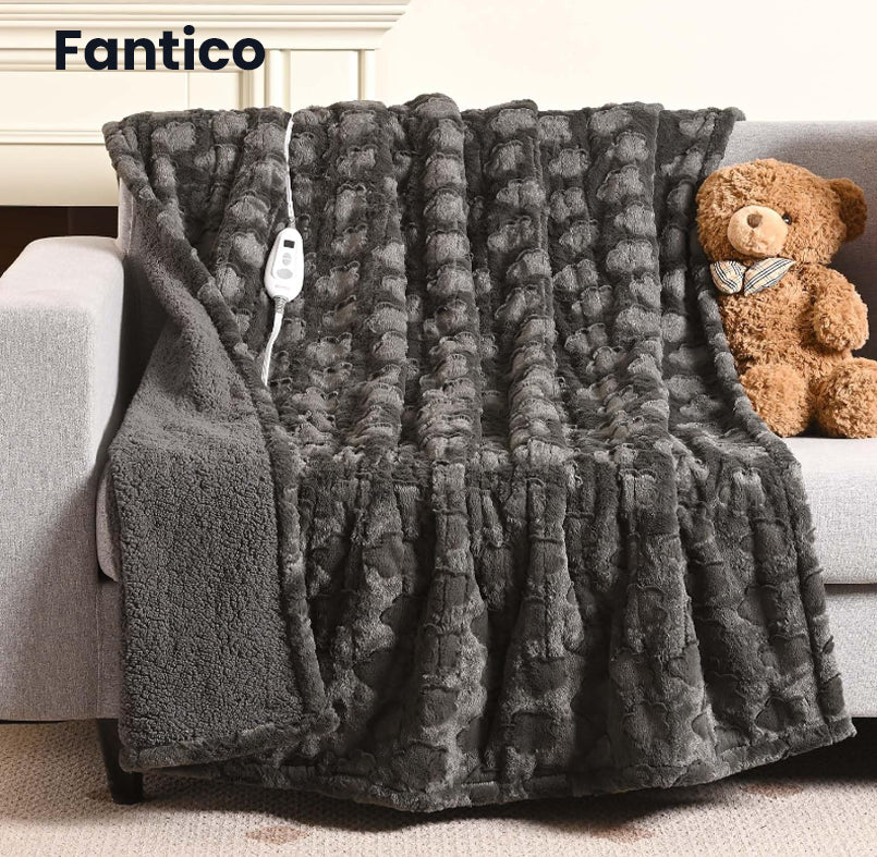 FANTICO Heated Blanket 77'' x 84'' Full Size Soft Flannel for Full-Body Bed Coverage