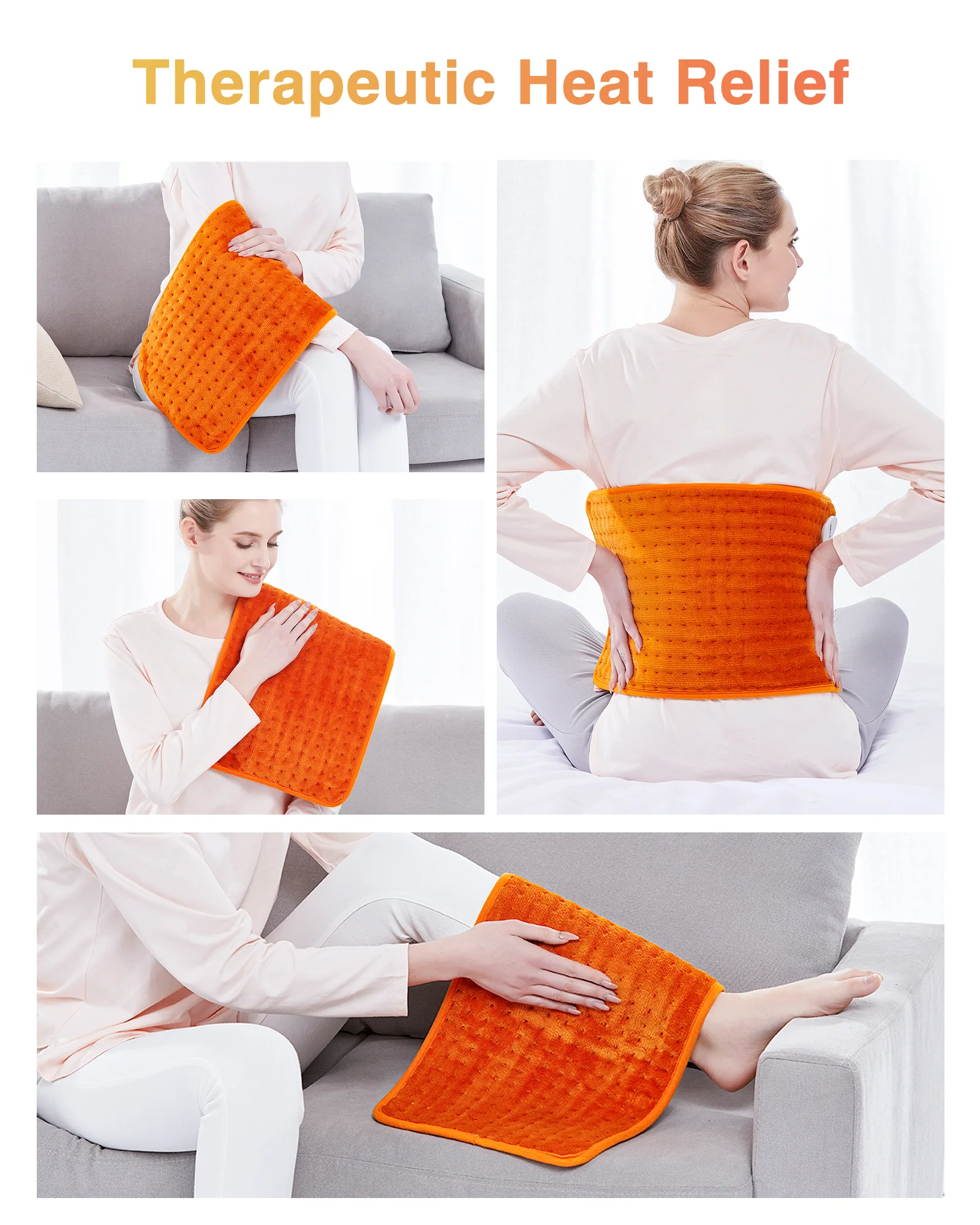 Electric Heating Pad Pumpkin 12"x 24" for Back and Shoulder Relief