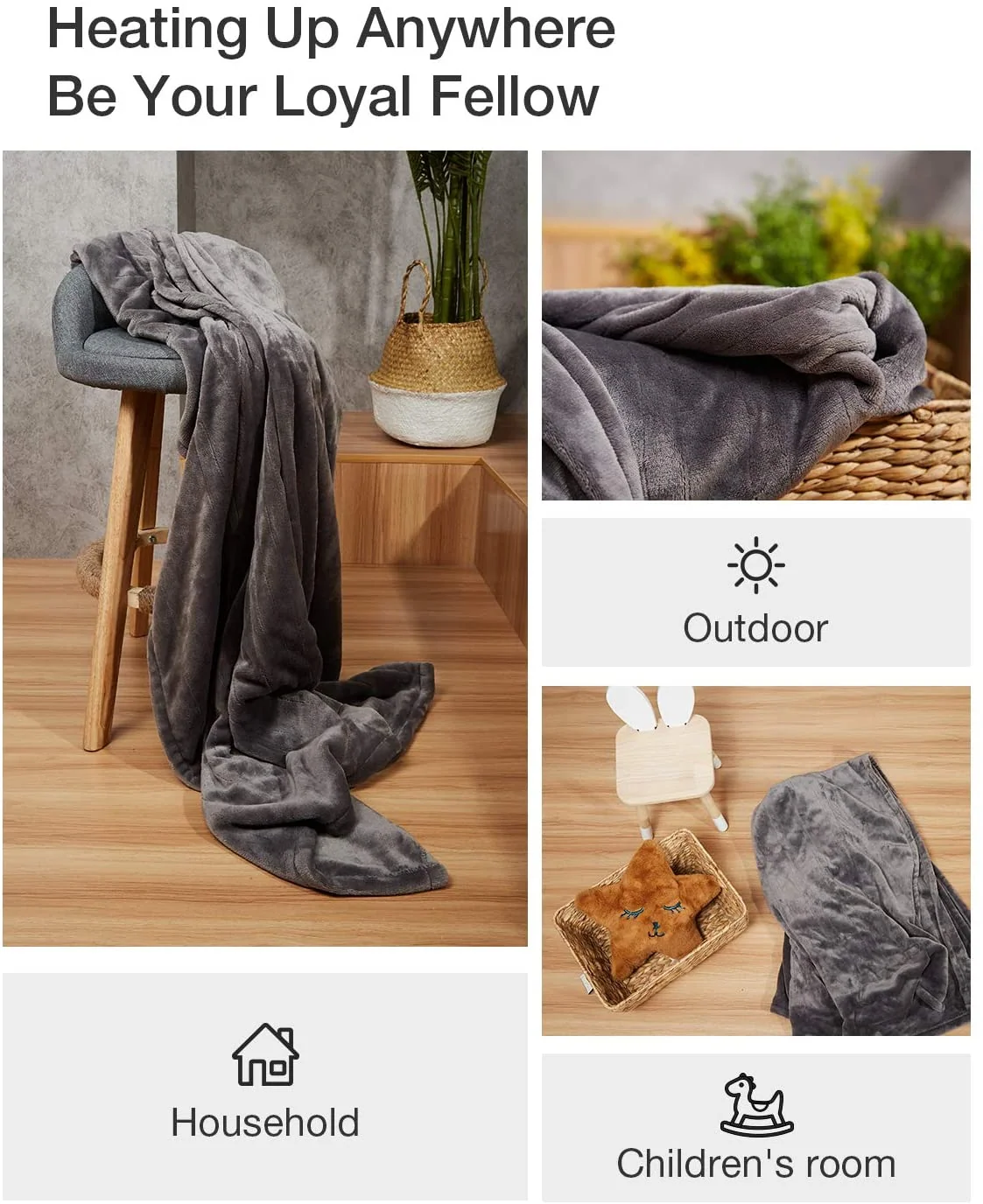 Woomer Electric Heating Blanket in Gray, 62 x 84 Inches
